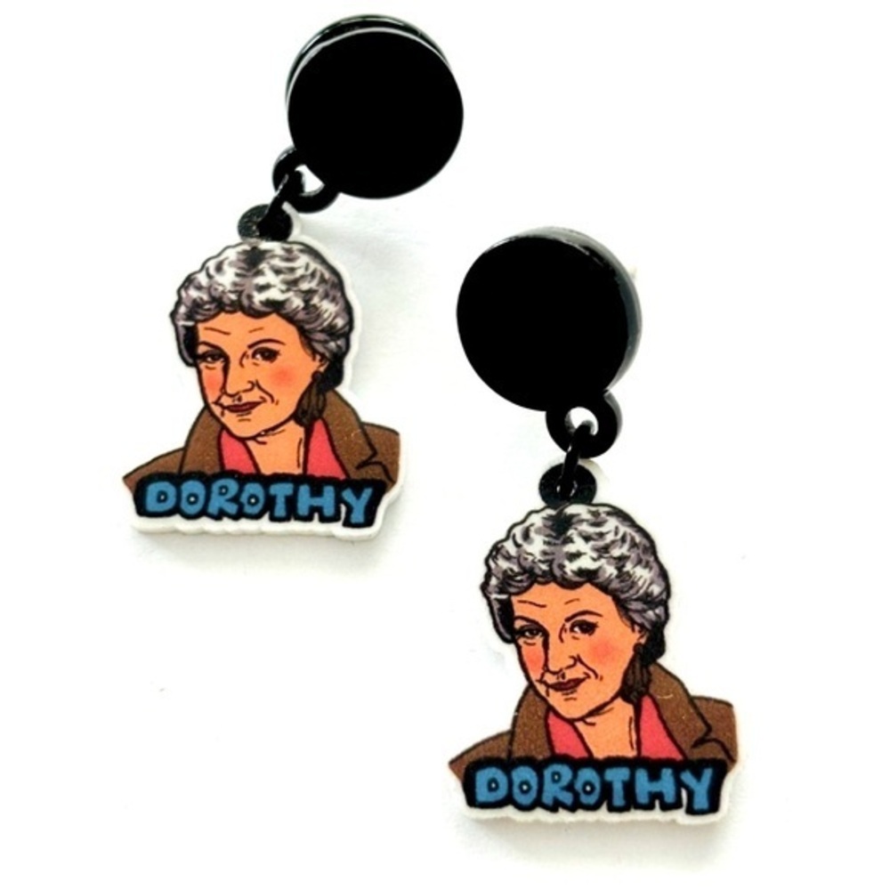 Dorothy Golden Girls Acrylic earrings, NWT, Unworn